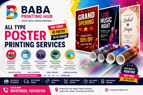 Poster Printing Services by Baba Printing Hub